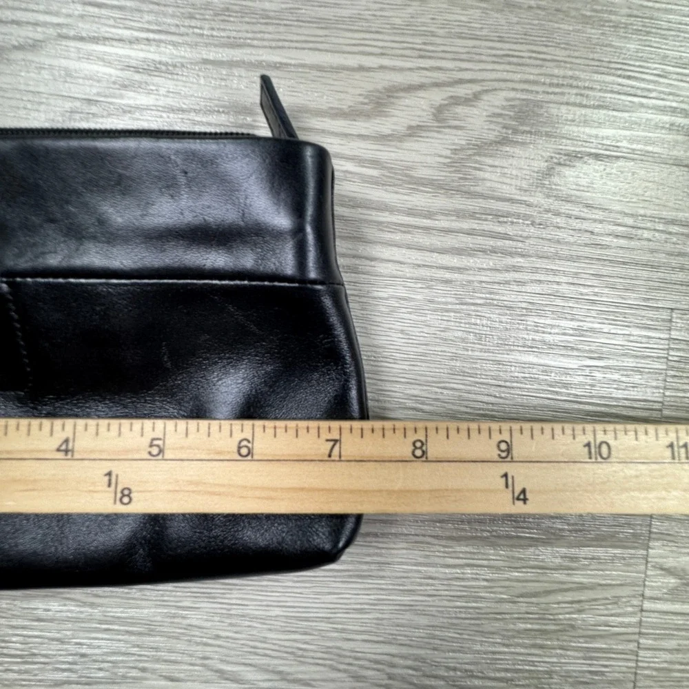 Radley Women's Cosmetic Bag Pouch Black Leather Small Zippered Travel‎ Toiletry
